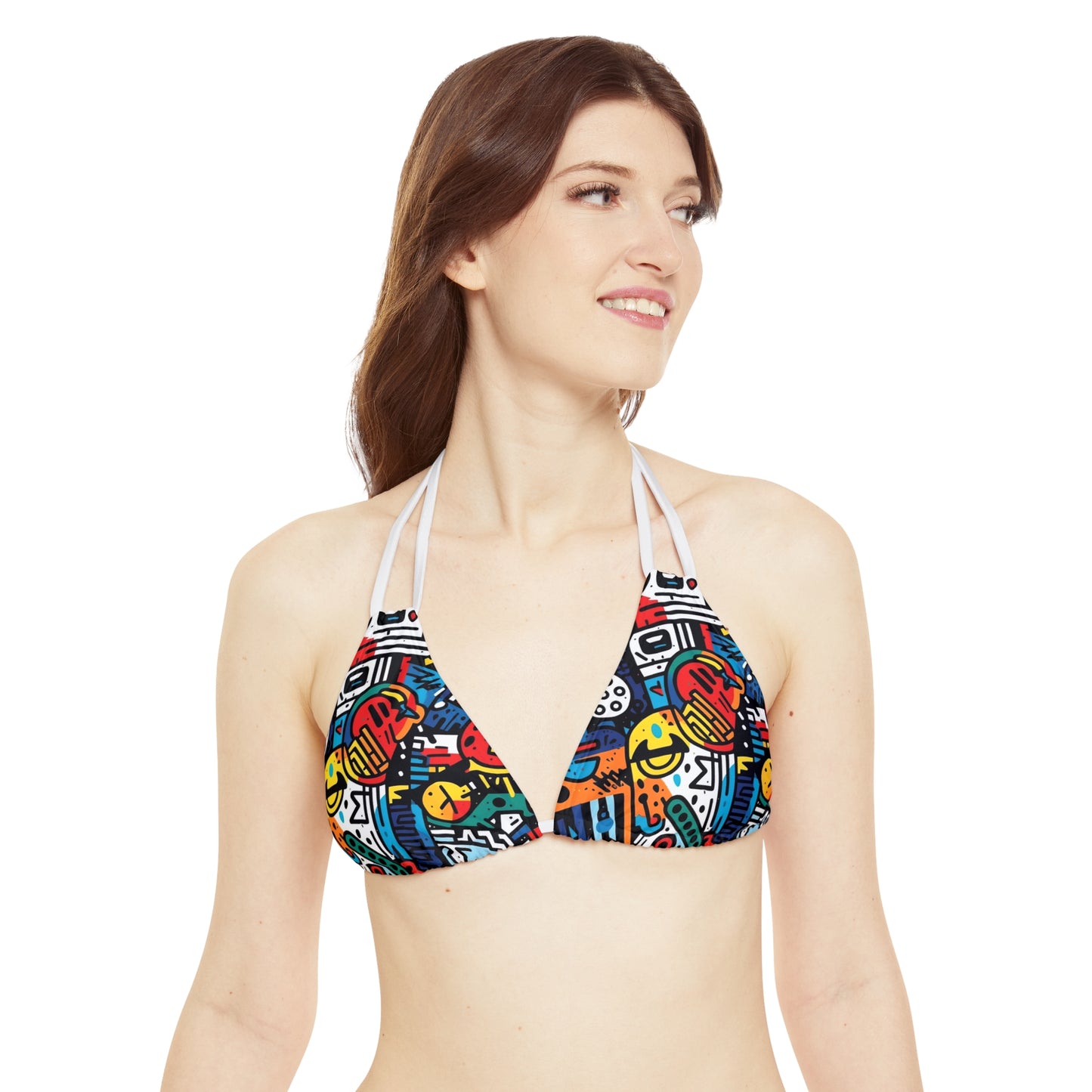 Street Art Inspired Bold Graffiti & Urban Motifs Design Strappy Bikini Set (AOP)