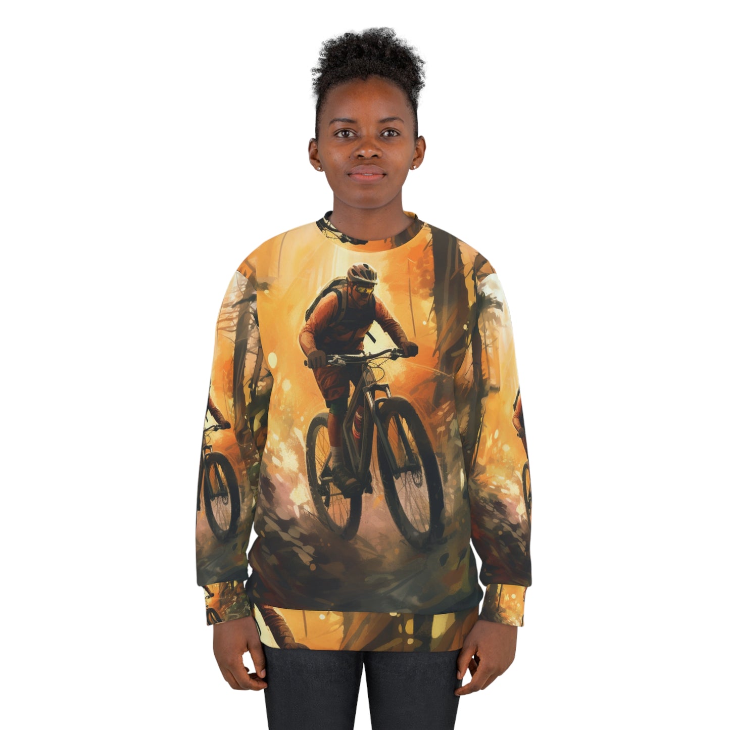 Mountain Bike Adventure - Forest Trail Graphic Unisex Sweatshirt (AOP)