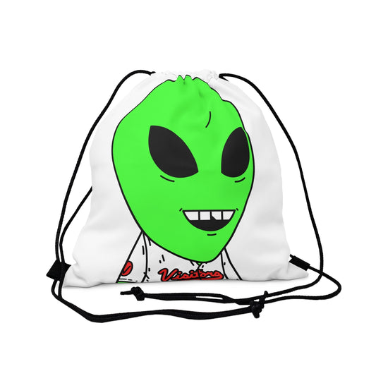 Visi Jersey Chipped Tooth Large Smile Face Green Alien Visitor Outdoor Drawstring Bag