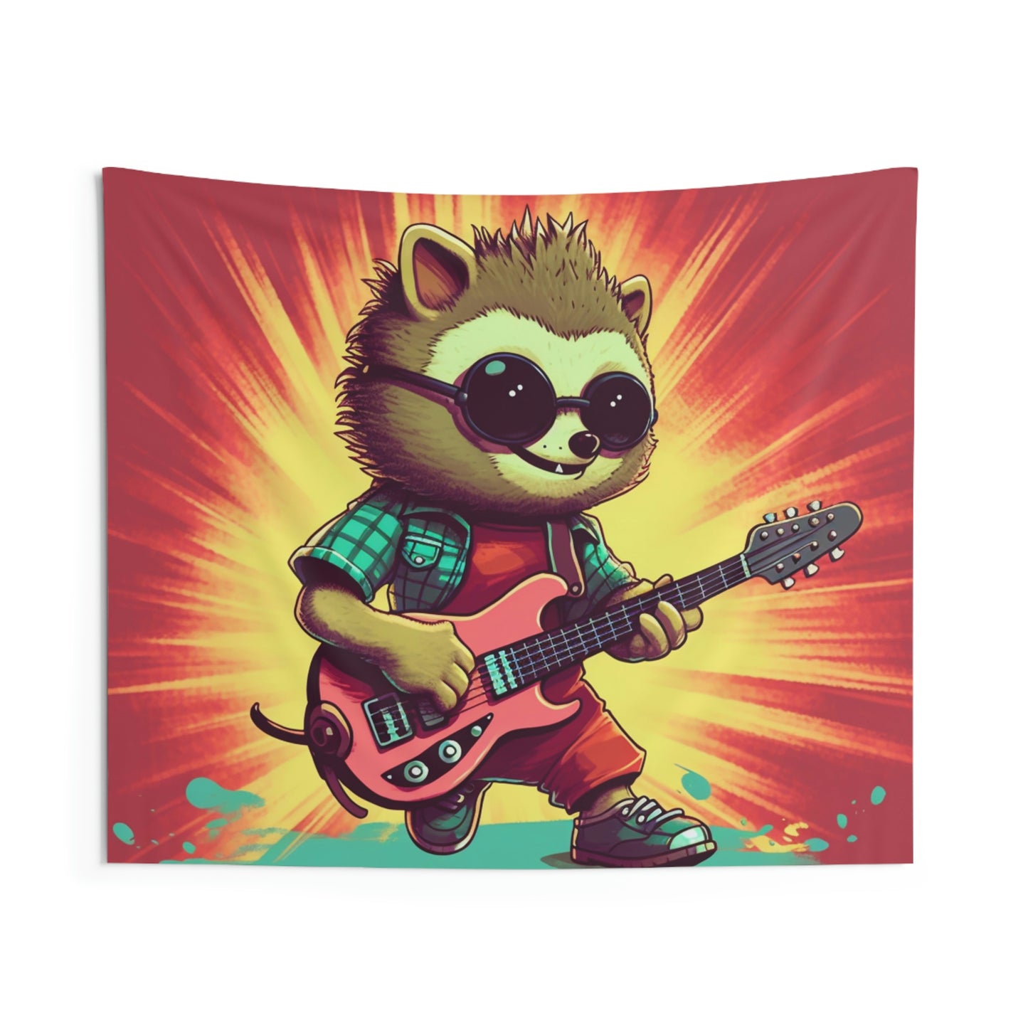 Hedgehog Animal Guitarist Anime Graphic Indoor Wall Tapestries