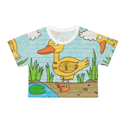 Yellow Duck Bird Pond AOP Crop Tee