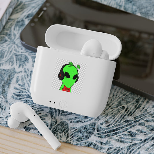 Auriculares para visitantes con camiseta deportiva y antena verde Auriculares inalámbricos Essos