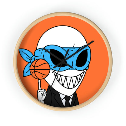 Alien BBall Sport Ninja Mask Orange Basketball Wall clock