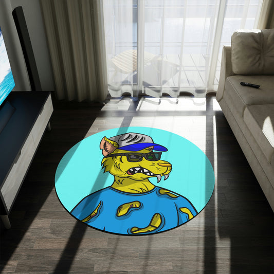 Yellow Wolf Werewolve Round Rug