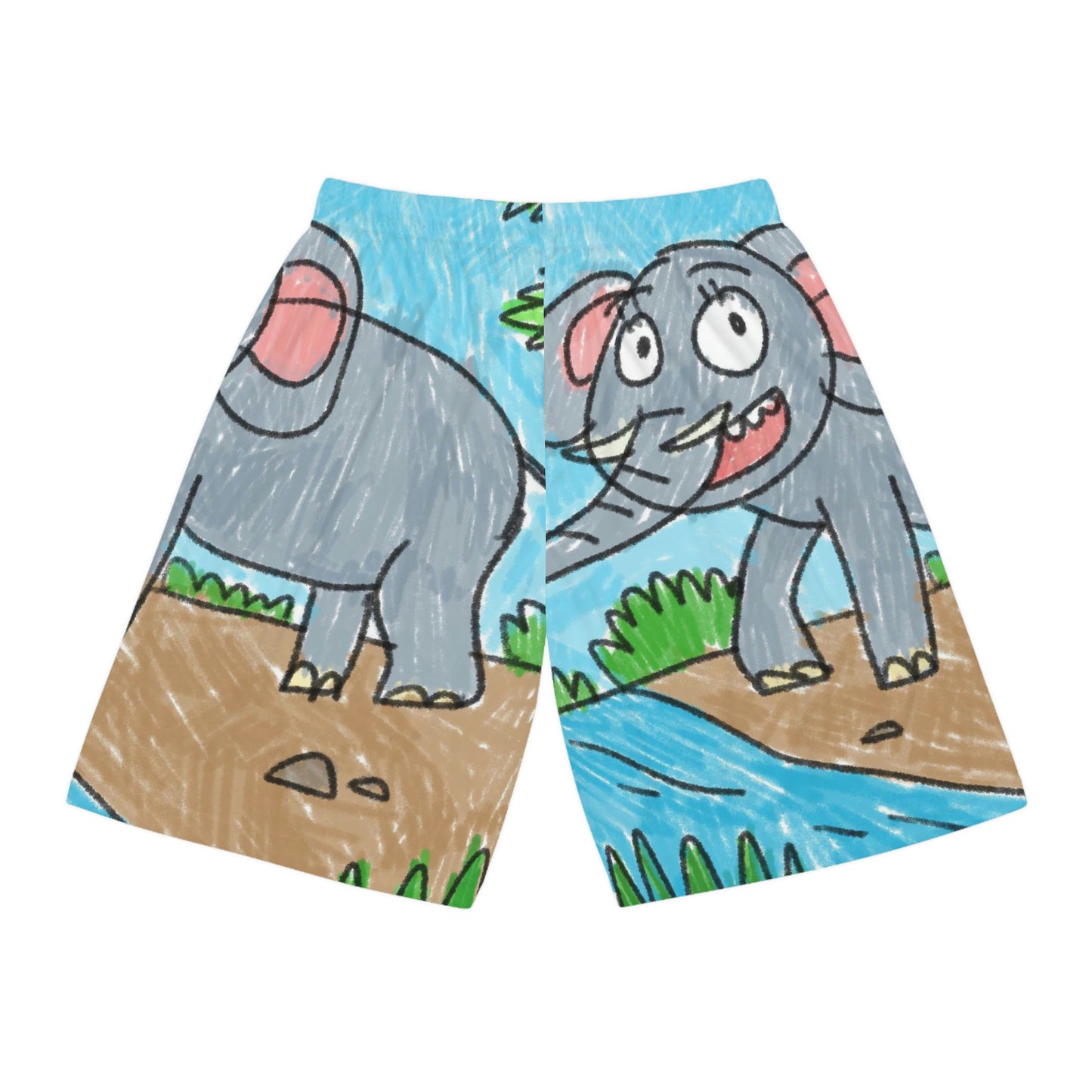 Elefante Elefante Rey Elefante Safari Animal Shorts de baloncesto (AOP) 