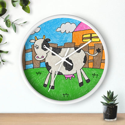 Cow Moo Farm Barn Animal Character Wall clock