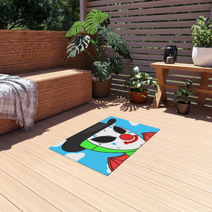 Clown Visitor Green Alien w/ Devil Wings Outdoor Rug