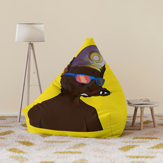 Wolf Cyborg Sailor Hat Shirtless Sunglasses Brown Fur Bean Bag Chair Cover