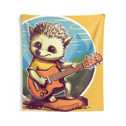 Hedgehog Guitar Band Musician Furry Cute Graphic Indoor Wall Tapestries