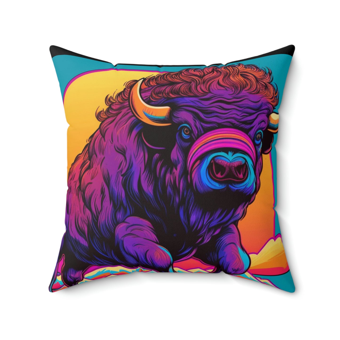 American Bison Graphic Spun Polyester Square Pillow