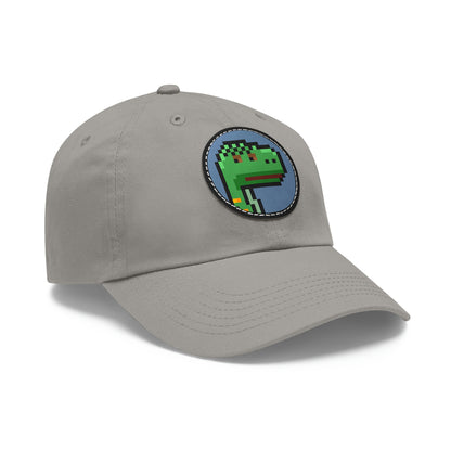 Dinosaur Dino Pixel Dad Hat with Leather Patch (Round)