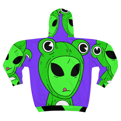 Conspiracy Theory Frog Alien UFO Galaxy AOP Unisex Zip Hoodie