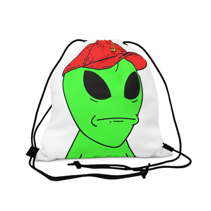 Green Visitor Alien Large Face Red V Hat Outdoor Drawstring Bag