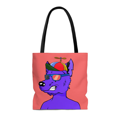 Cyborg Wolf Purple Fur Propeller Hat Colored Sunglasses AOP Tote Bag