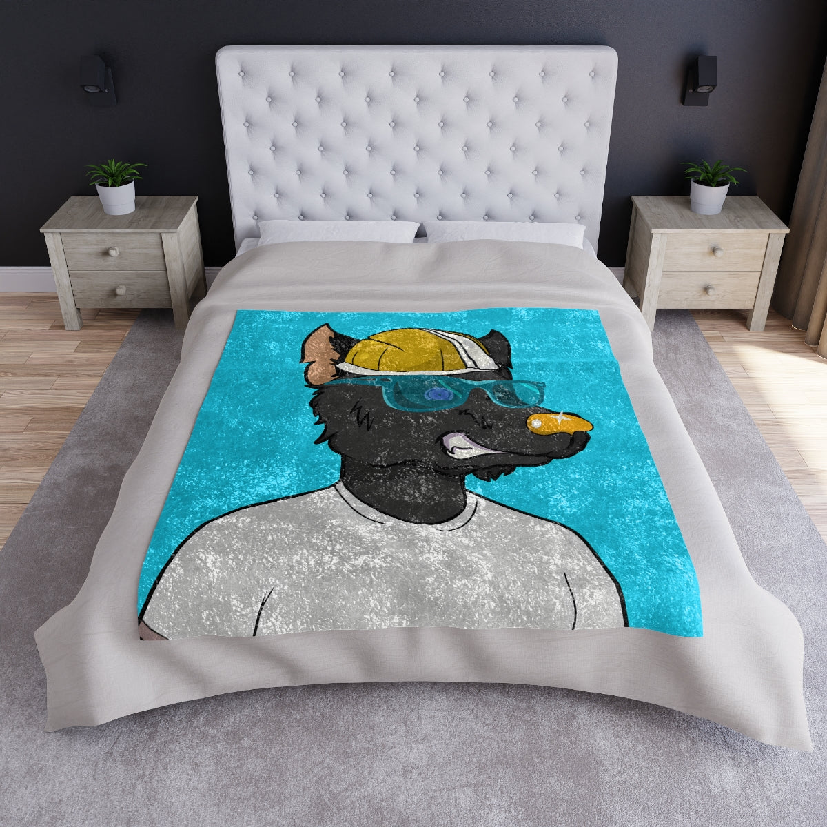 Gold Standard Wolf Cyborg Wolve Crushed Velvet Blanket