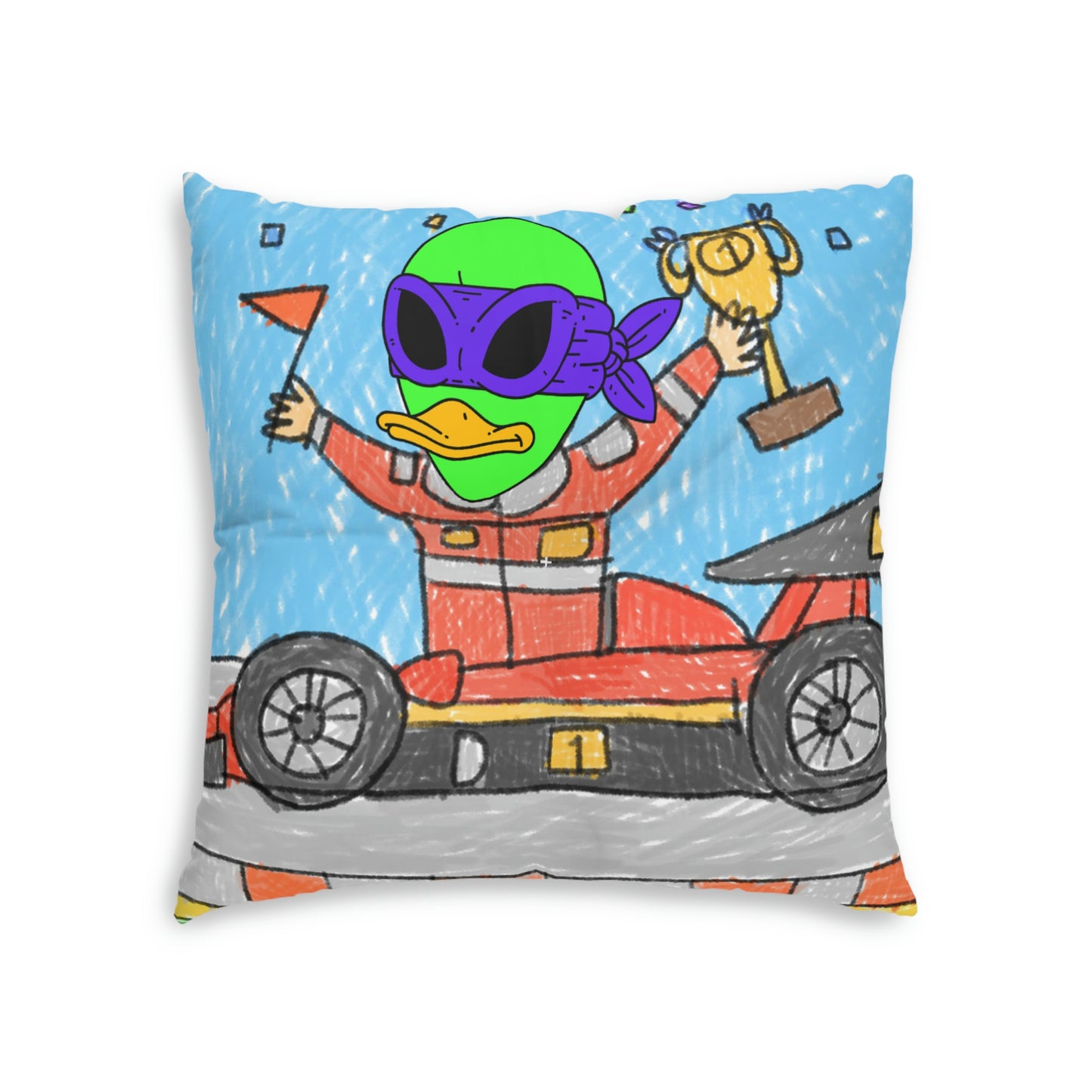 Race car Driver Win Visitor 751 Tufted Floor Pillow, Square