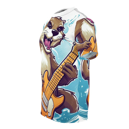 Otter Guitar Music Player Furry Animal Graphic Unisex Cut & Sew Tee (AOP)