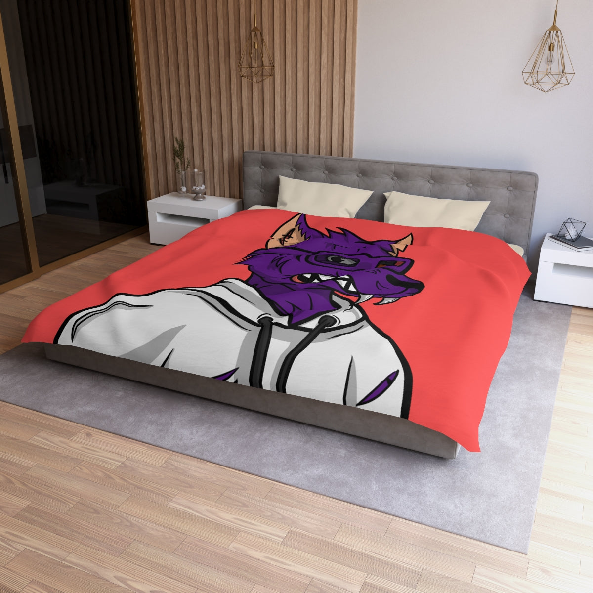 Wolf Cyborg Werewolf Classy Purple Fur White Hoodie Sweatshirt Microfiber Duvet Cover