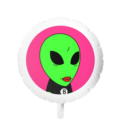 8 Ball Green Alien Lipstick Visitor Pool Player Game Mylar Helium Balloon