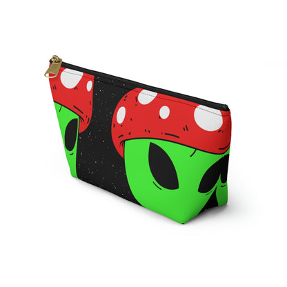 Mushroom Head Green Alien Visitor w/ Red Lips Accessory Pouch w T-bottom