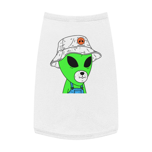 Green Dog Face Visitor Alien Hat Farmer Trousers Pet Tank Top - Visitor751