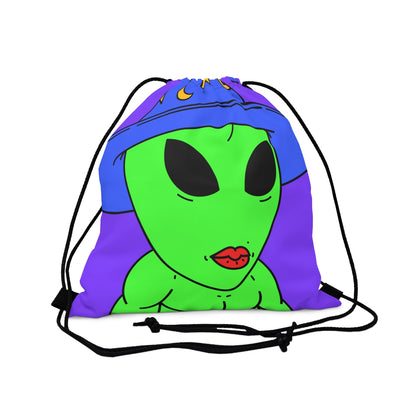 Blue Wizard Hat Alien Muscle Lipstick Green Visitor Outdoor Drawstring Bag