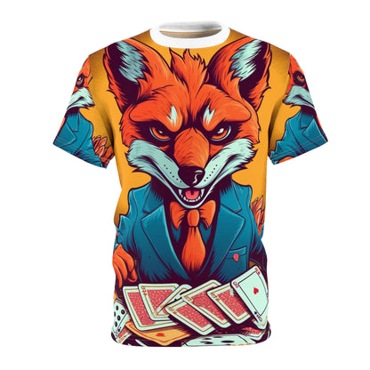 Fox Poker Animal Star Player Game Graphic Unisex Cut & Sew Tee (AOP)