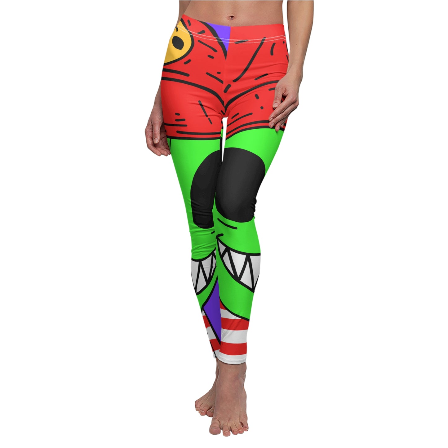 Alien Character Cartoon Big Smile Women's Cut & Sew Casual Leggings