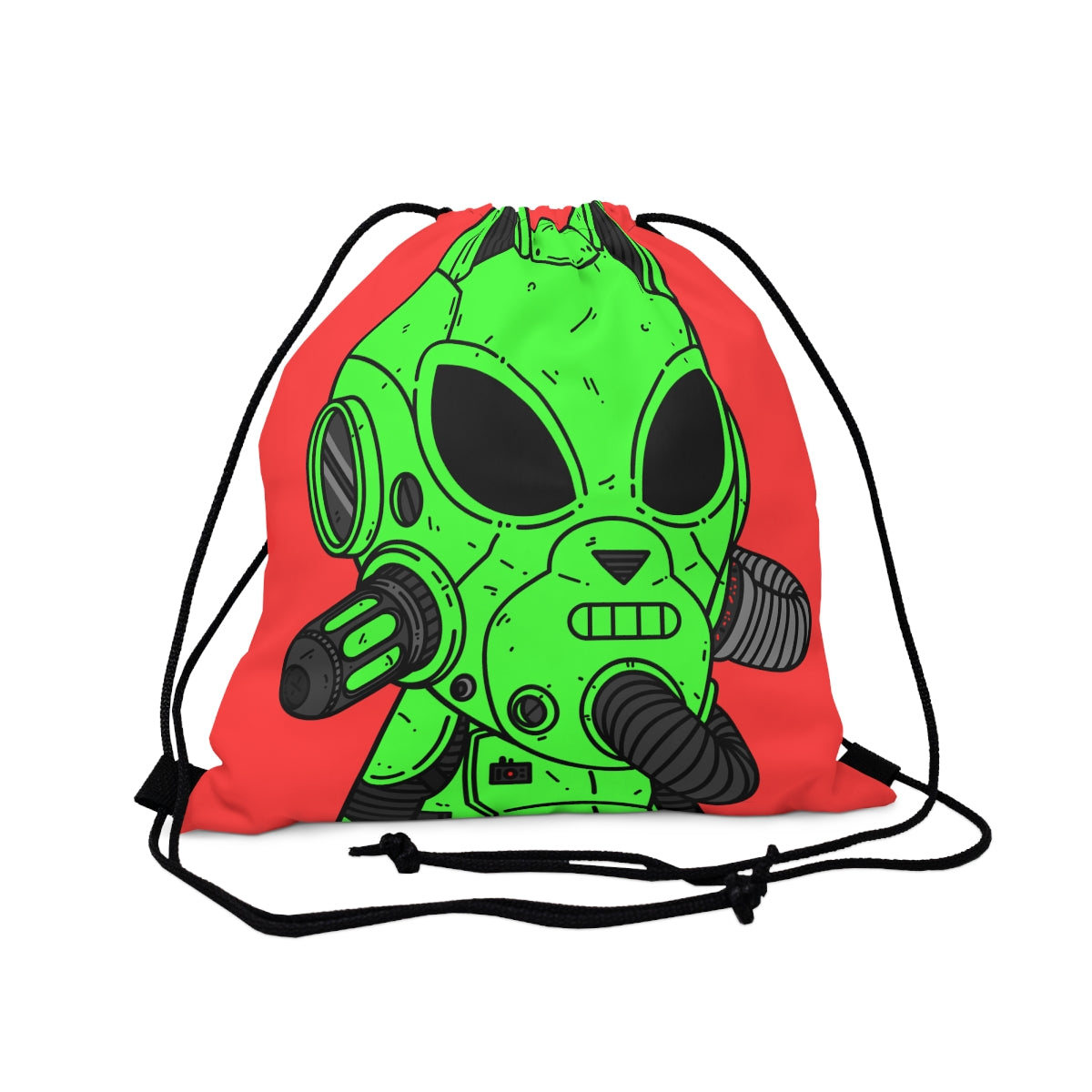 Cat Ears Armored Green Future Alien Cyborg Machine Visitor Outdoor Drawstring Bag