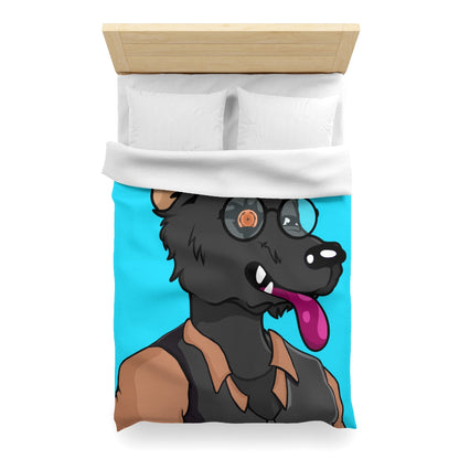 Cyborg Wolf Detective Tongue Out Round Glasses Microfiber Duvet Cover