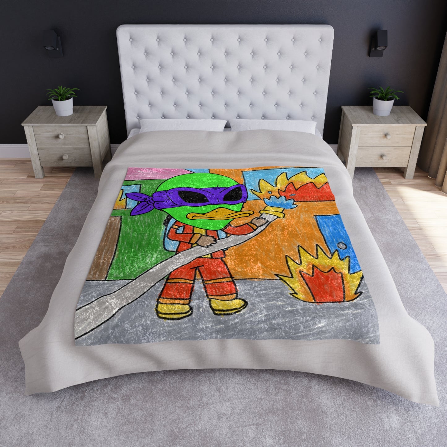 Superhero Fireman Fire Fighter Visitor 751 Alien Crushed Velvet Blanket