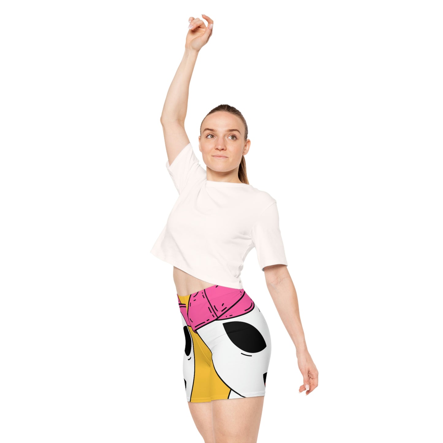 White Visitor Alien Pink Visi Hat Graphic Women's Biker Shorts