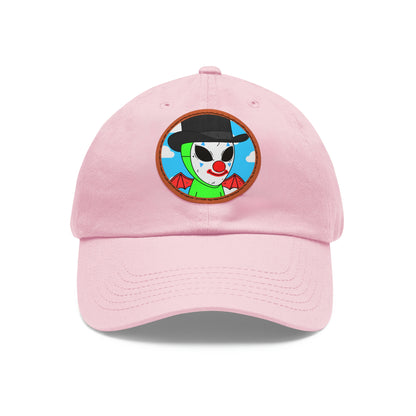 Clown Visitor Green Alien w/ Devil Wings Dad Hat with Leather Patch (Round)