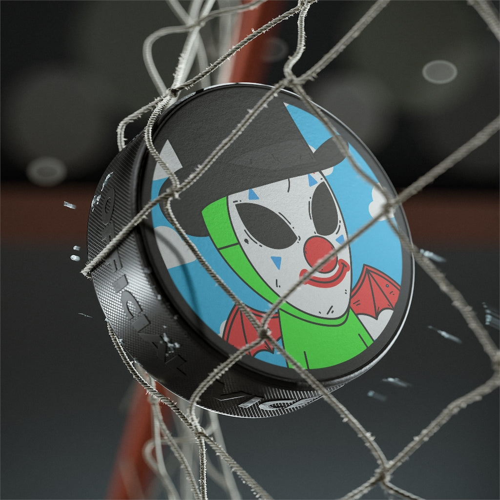 Clown Visitor Green Alien w/ Devil Wings Hockey Puck