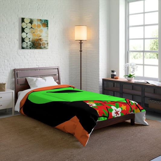 Hawaiian Shirt Green Alien Visitor Shadow Bed Comforter