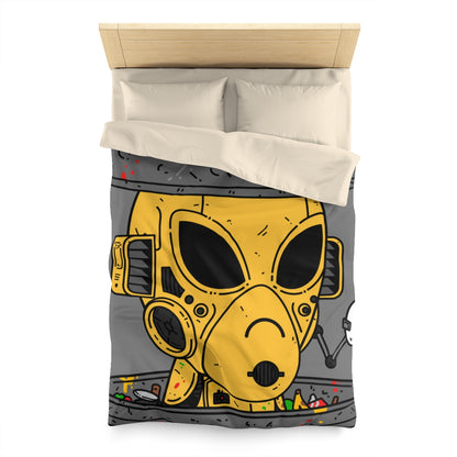 Trashcan Art Egg Armored Yellow Future Alien Cyborg Machine Visitor Microfiber Duvet Cover