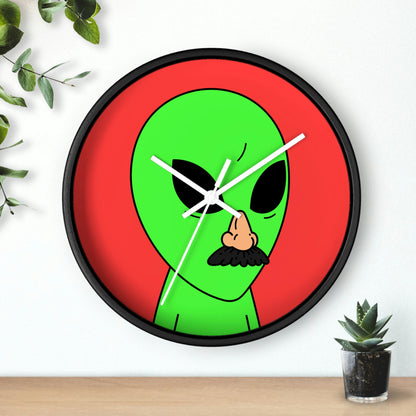 Green Visitor Alien Disguised Fake Nose Wall clock