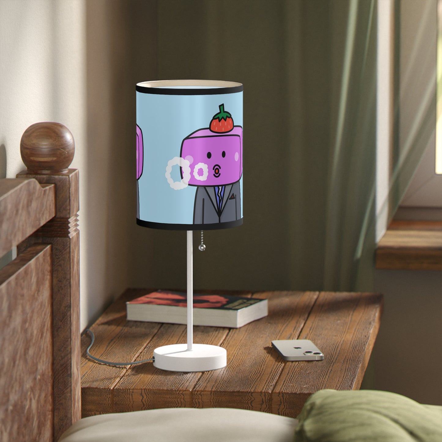 Strawberry Fruit Head Block Lamp on a Stand, US|CA plug