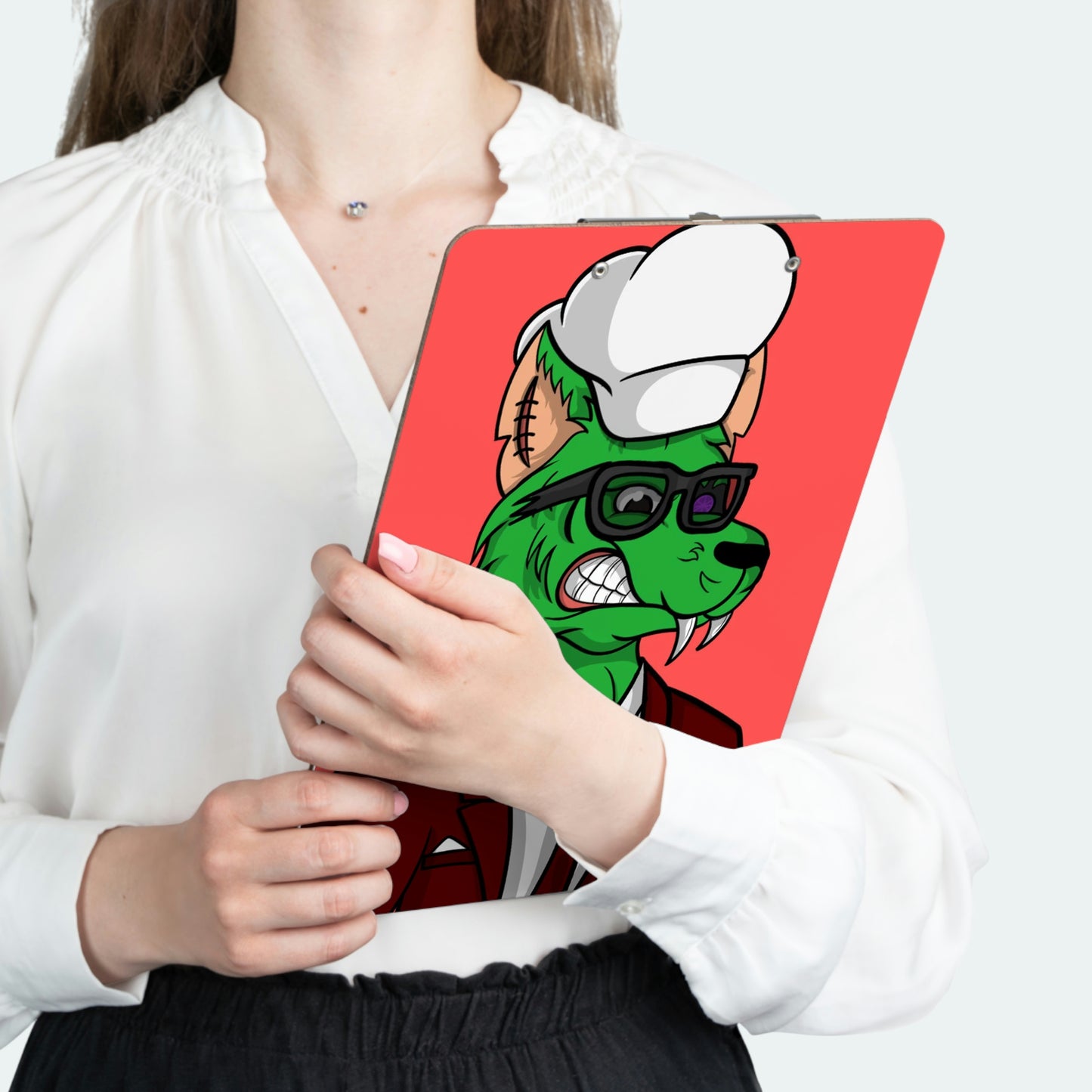 Chef Hat Wolf Cyborg Red Suit Clipboard