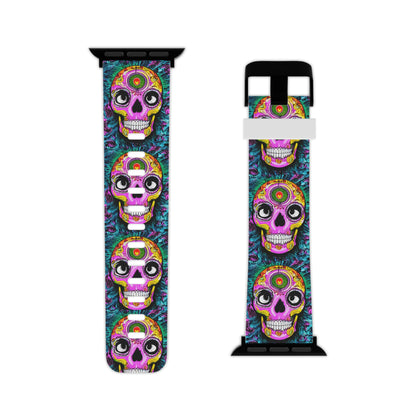 Trippy psychedelic Skull Skeleton Head Face Watch Band for Apple Watch