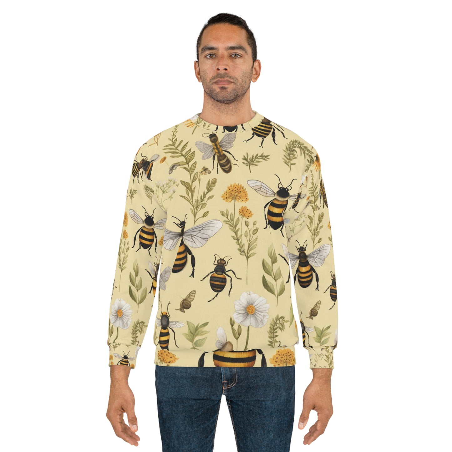 Whimsical Bees & Honeycombs Nature-Friendly Pattern Design Unisex Sweatshirt (AOP)