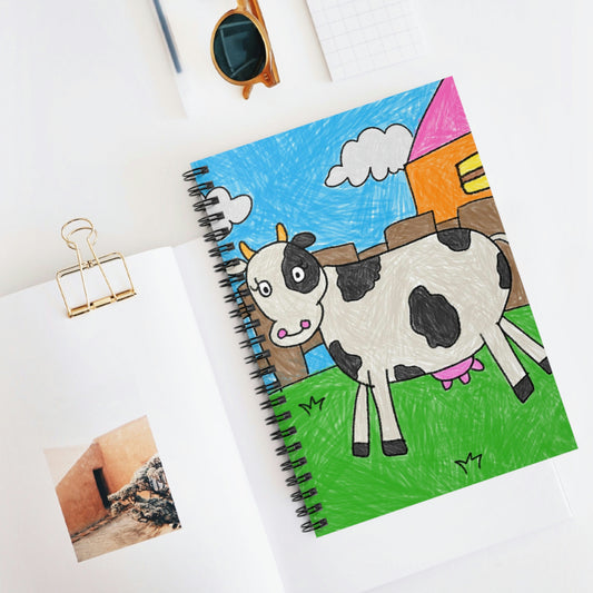 Cow Moo Farm Barn Animal Character Spiral Notebook - Ruled Line