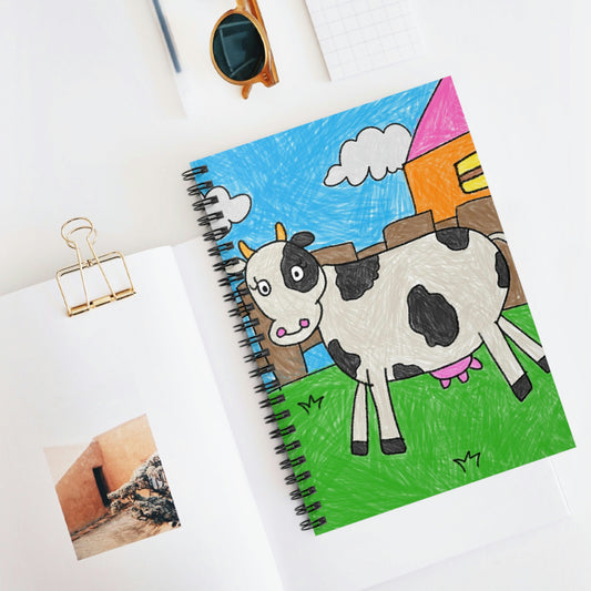 Cuaderno de espiral con personaje de animal de granero de granja de vaca Moo - Línea reglada