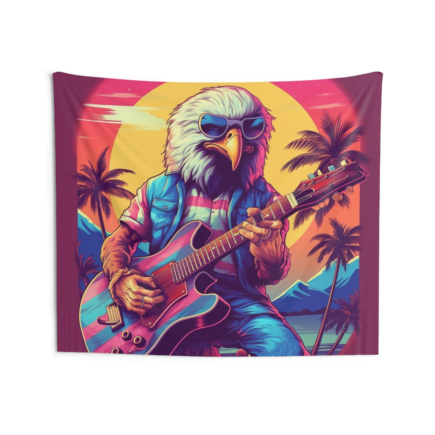 Patriotic Bald Eagle Guitarist USA Band Design Indoor Wall Tapestries