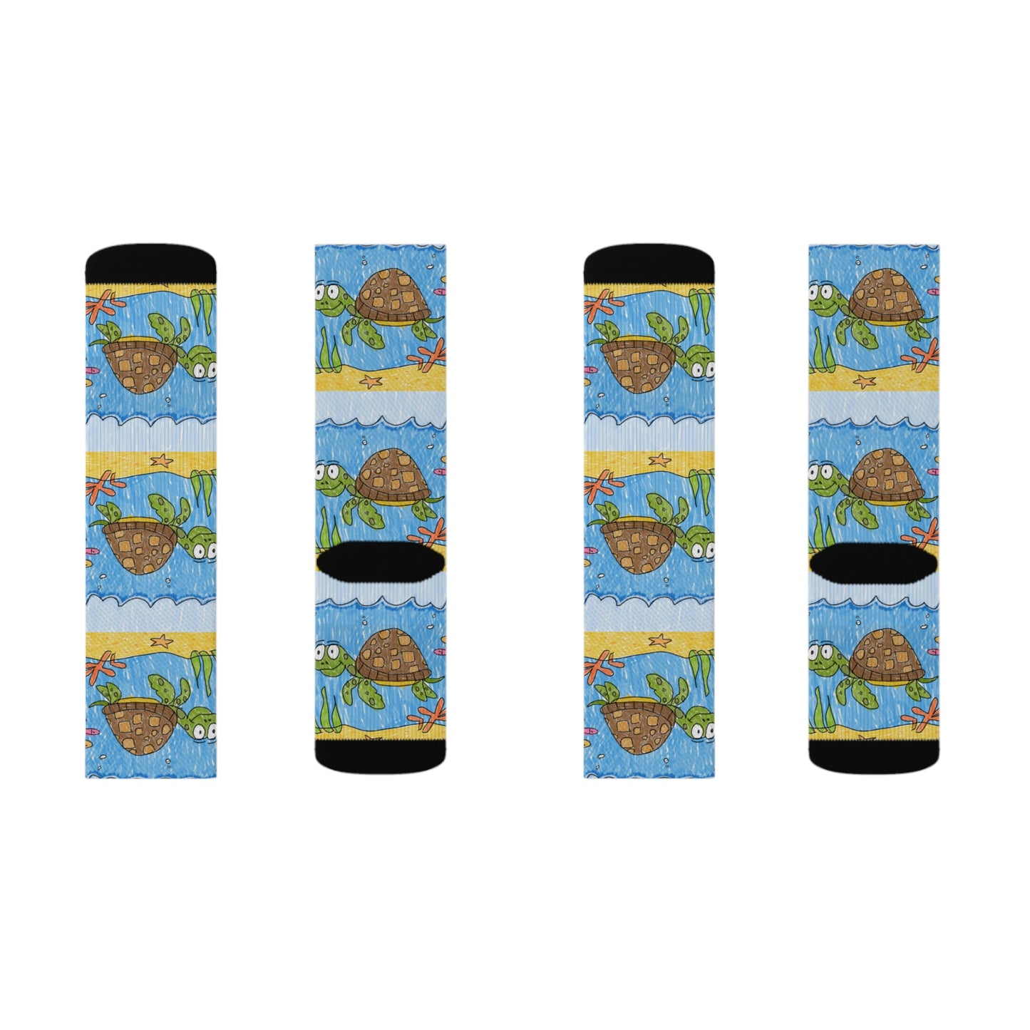 Sea Turtle Beach Sand Ocean Sublimation Socks