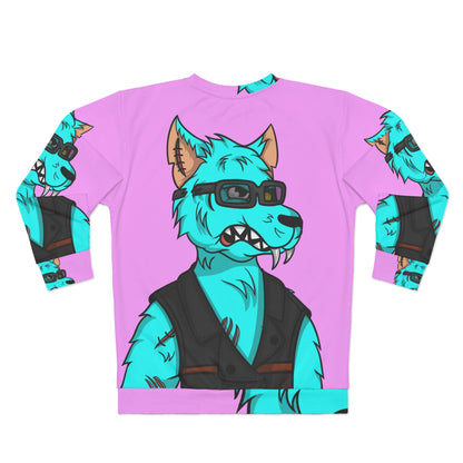 Sudadera unisex Aqua Blue Fur Animal Perro Lobo AOP 