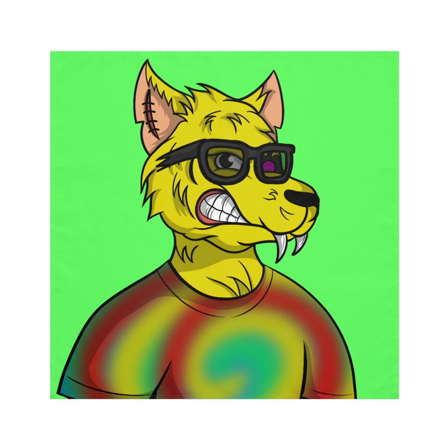 Wolve Cyborg Tie Dye Wolf Shirt Yellow Fur Cool Sun Glasses Napkins