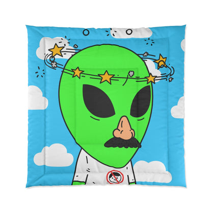 Alien Green Star Head Fake Nose Mustache Imposter Anti Human Visitor Bed Comforter