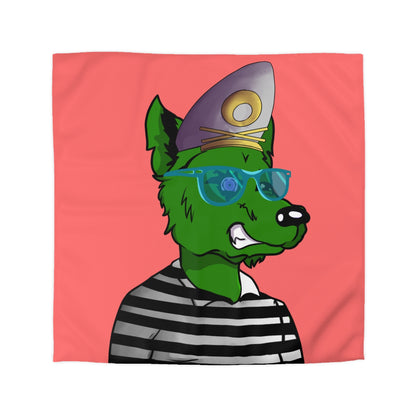 Cyborg Wolf Green Fur Striped Shirt Gold Sailor Hat Blue Glasses Microfiber Duvet Cover