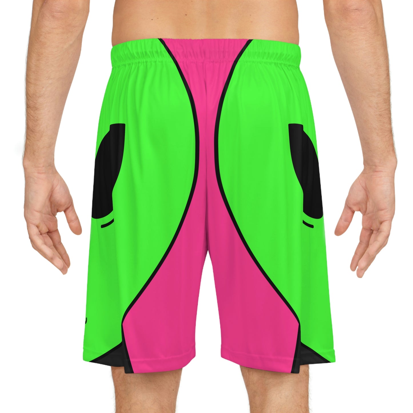 8 Ball Green Alien Lipstick Visitor Pool Player Game Basketball Shorts